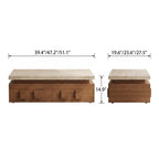 Front and side dimension diagram of the rectangular pale-top drawer coffee table.